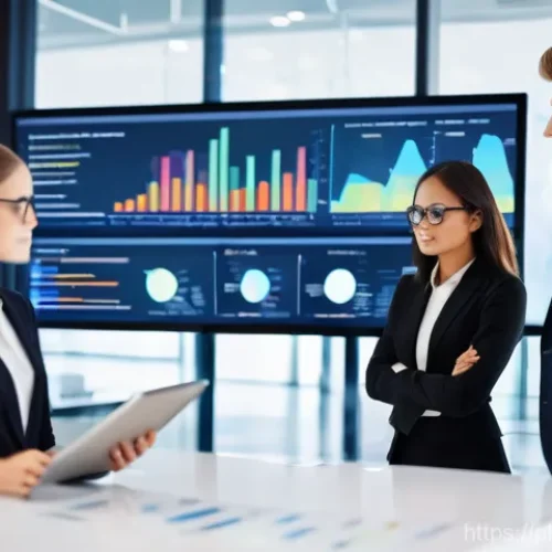 BB 세일즈 프로세스 개선을 위한 성과 관리 시스템 구축 - **Prompt:** A dynamic, eye-level shot of a diverse team of young, ambitious sales professionals (men...