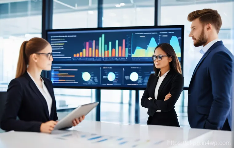 BB 세일즈 프로세스 개선을 위한 성과 관리 시스템 구축 - **Prompt:** A dynamic, eye-level shot of a diverse team of young, ambitious sales professionals (men...